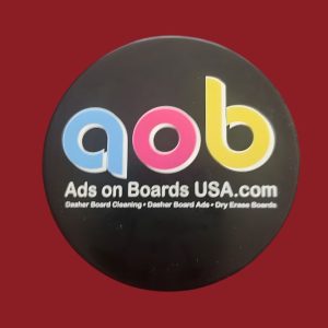 Imprinted hockey pucks